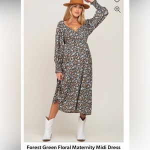 Pink Blush Floral Maternity Midi Dress